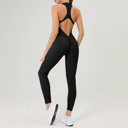 Elevate Your Workout with Our Stylish Scrunch Gym Jumpsuit - Women's Fitness Suit for Yoga, Running, and More!