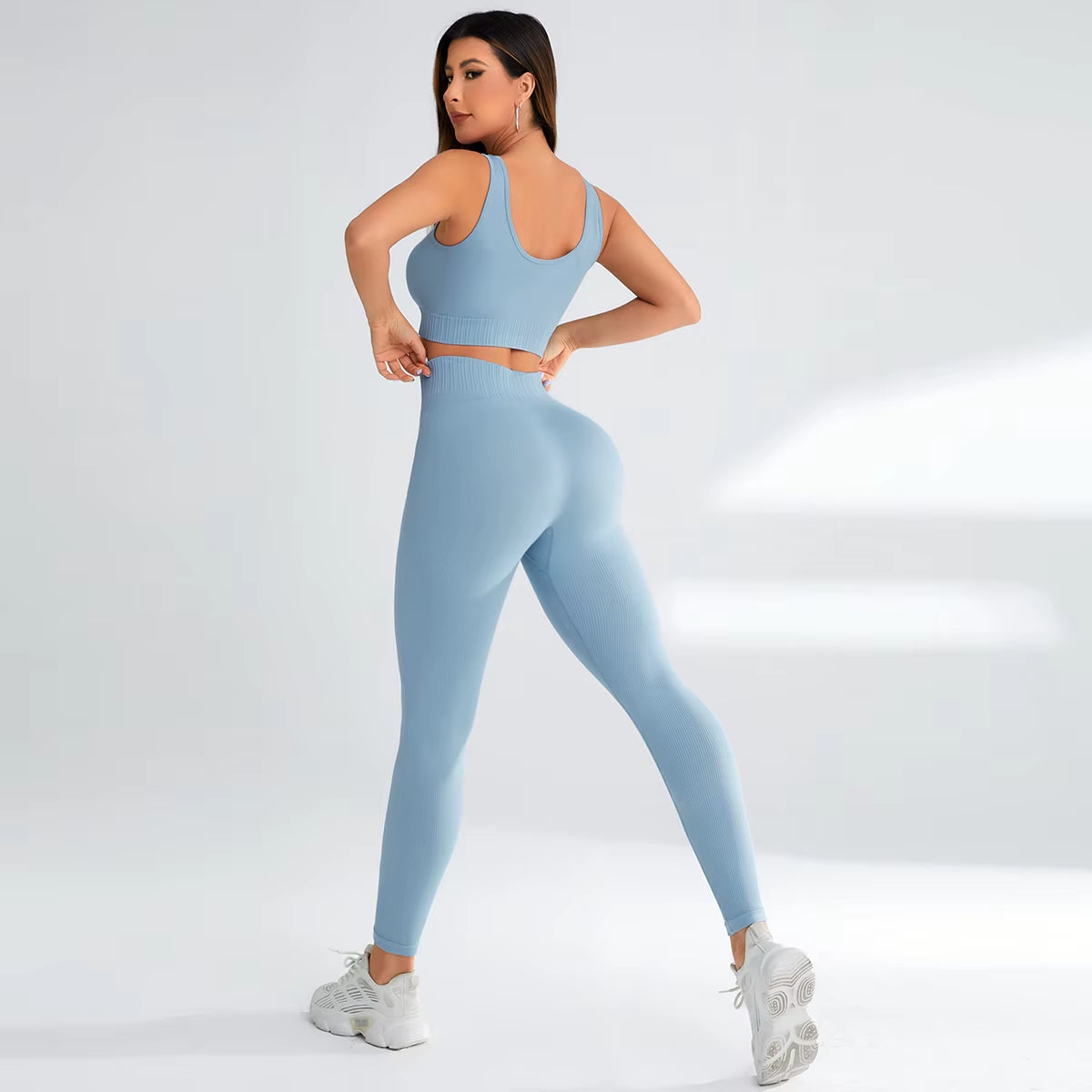Elevate Your Workout with Our Stylish 2 Piece High Waisted Leggings and Sports Bra Set for Women - Perfect for Yoga and Gym Sessions!