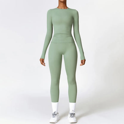 Seamless Yoga Set for Women - 2-Piece Sportswear Collection Including Sports Bra and Leggings for Fitness and Gym Activities