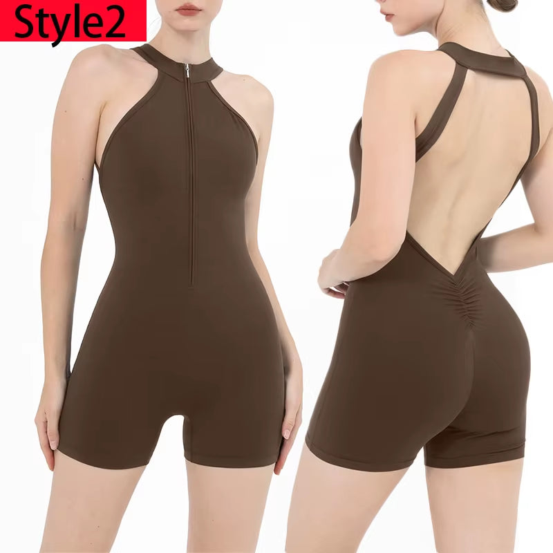 Elevate Your Workout with Our Stylish Scrunch Gym Jumpsuit - Women's Fitness Suit for Yoga, Running, and More!