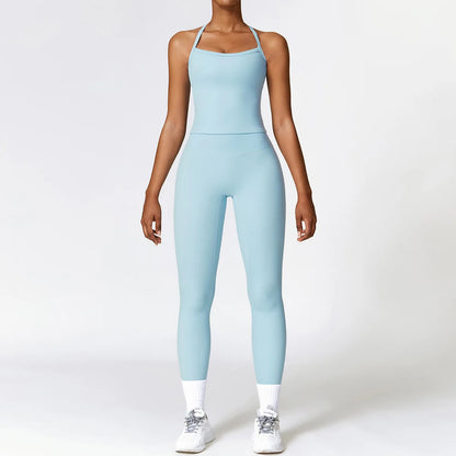 Seamless Yoga Set for Women - 2-Piece Sportswear Collection Including Sports Bra and Leggings for Fitness and Gym Activities