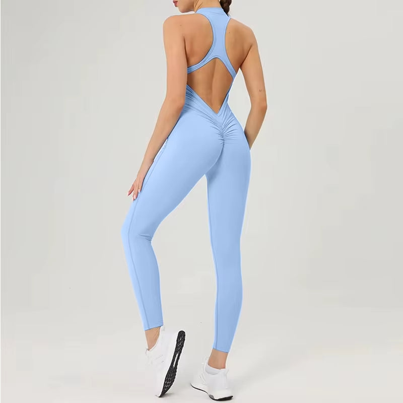 Elevate Your Workout with Our Stylish Scrunch Gym Jumpsuit - Women's Fitness Suit for Yoga, Running, and More!