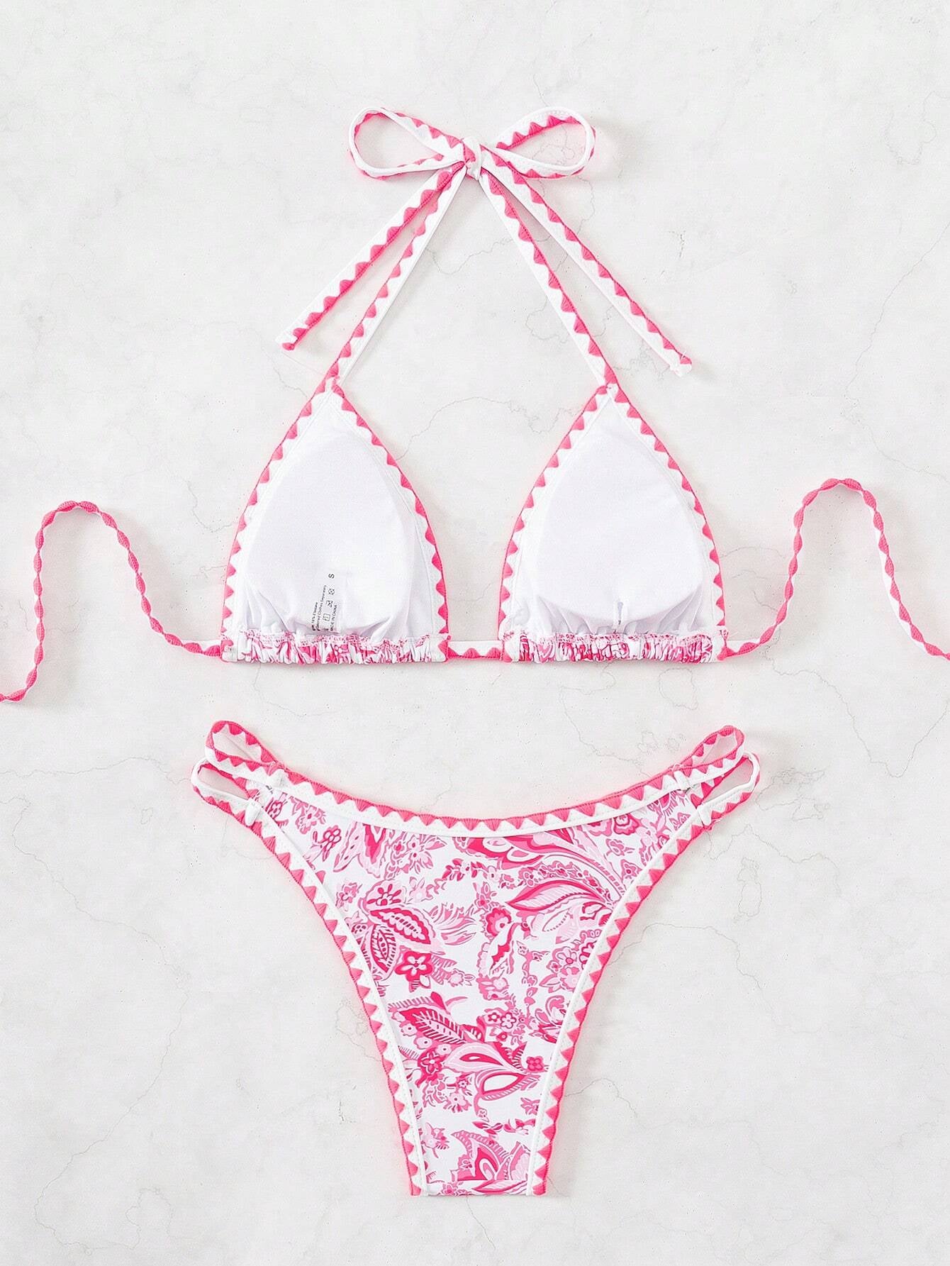 Chic Women's Summer Floral Halter Neck Bikini Set - Perfect for Beach Days and Pool Parties!
