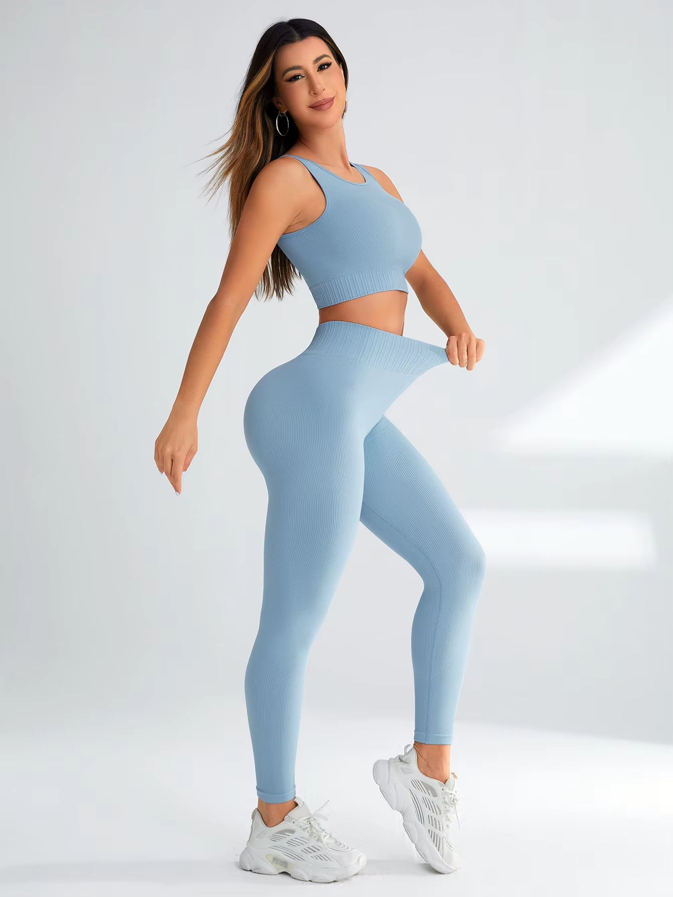 Elevate Your Workout with Our Stylish 2 Piece High Waisted Leggings and Sports Bra Set for Women - Perfect for Yoga and Gym Sessions!