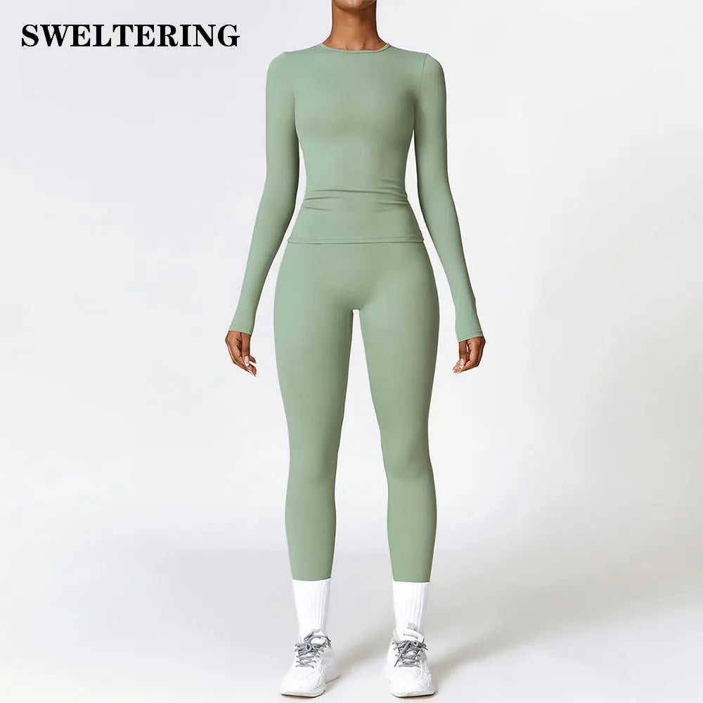 Seamless Yoga Set for Women - 2-Piece Sportswear Collection Including Sports Bra and Leggings for Fitness and Gym Activities