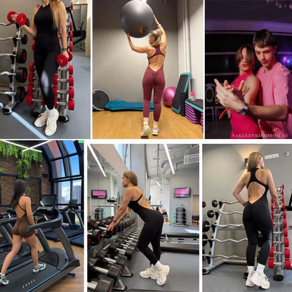 Elevate Your Workout with Our Stylish Scrunch Gym Jumpsuit - Women's Fitness Suit for Yoga, Running, and More!