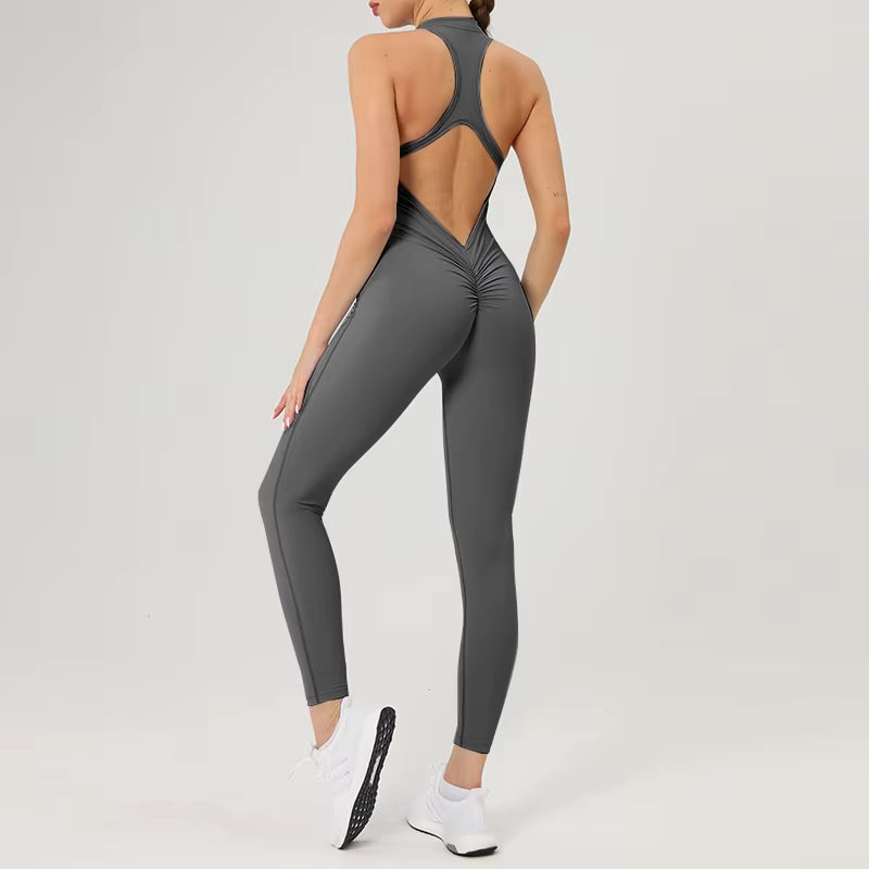 Elevate Your Workout with Our Stylish Scrunch Gym Jumpsuit - Women's Fitness Suit for Yoga, Running, and More!
