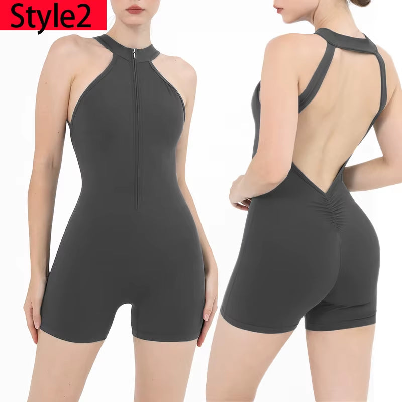 Elevate Your Workout with Our Stylish Scrunch Gym Jumpsuit - Women's Fitness Suit for Yoga, Running, and More!