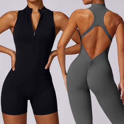 Elevate Your Workout with Our Stylish Scrunch Gym Jumpsuit - Women's Fitness Suit for Yoga, Running, and More!